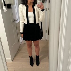 NWT ALICE + OLIVIA Trina Cable Structured Cropped Cardigan